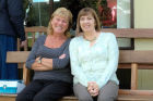 Sylvia and Ursula waiting to bowl